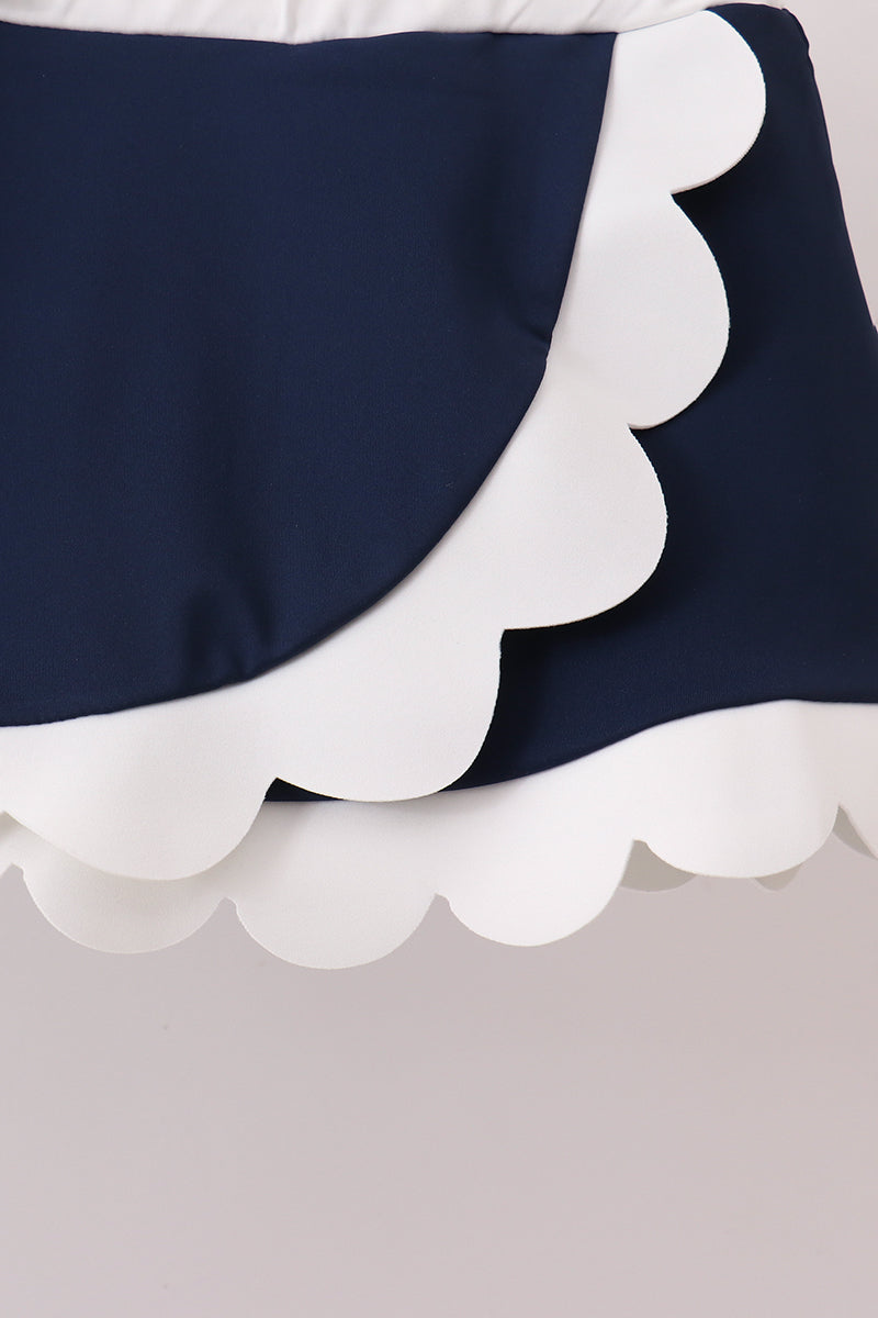 Navy Performance Scalloped Skorts Set