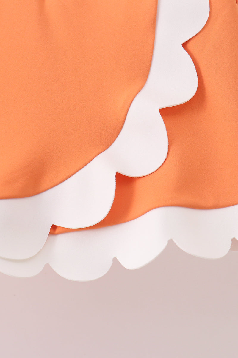 Orange Performance Scalloped Skorts Set