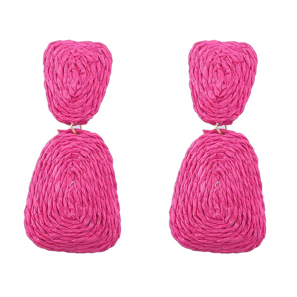Rattan Pink or Yellow Square Style Summer/ Beach Earrings