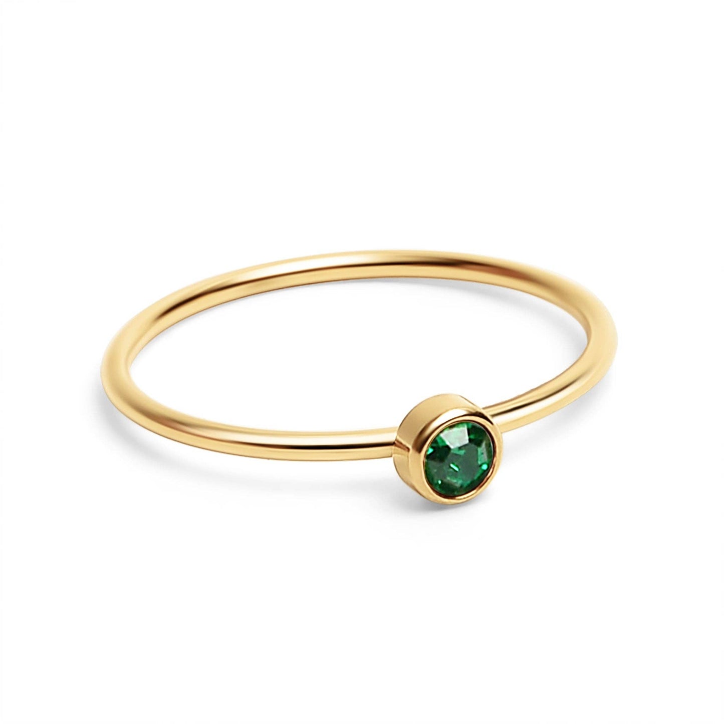 18K Gold PVD Stainless Steel Birthstone Stacking Ring
