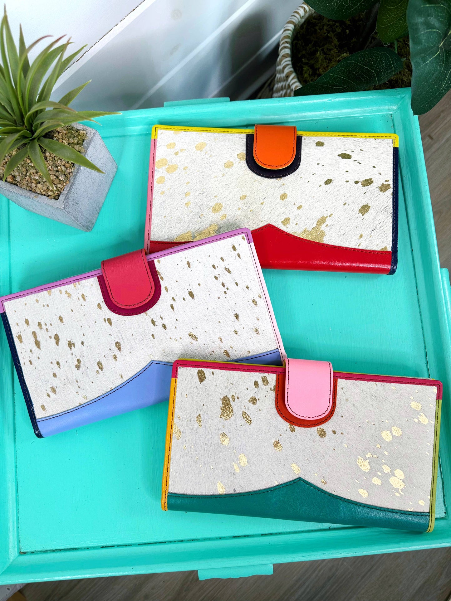 Colorful Metallic Leather Wallet | Large Nash Travel Wallet