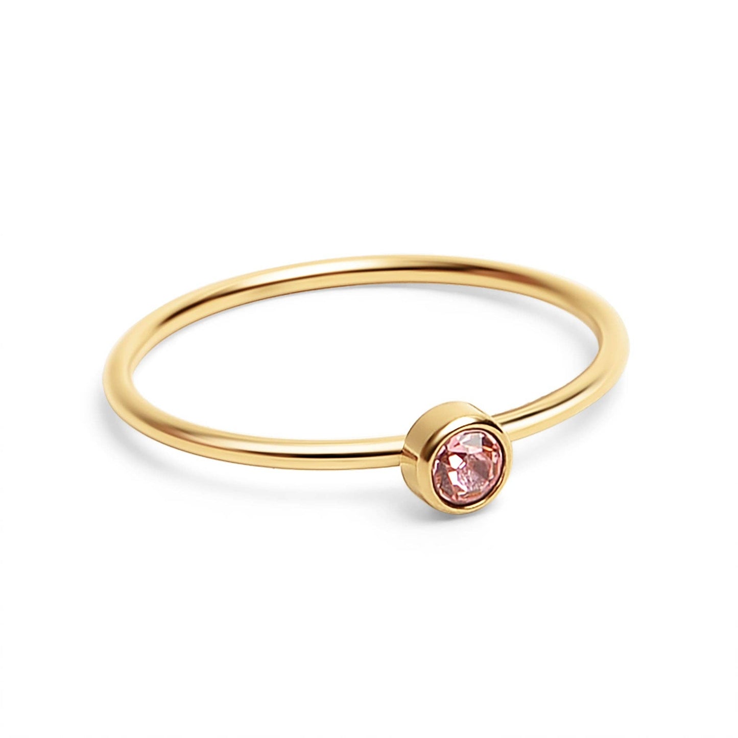 18K Gold PVD Stainless Steel Birthstone Stacking Ring