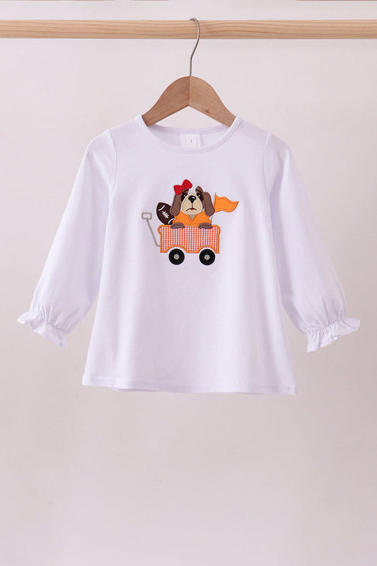Premium White Tennessee puppy applique top