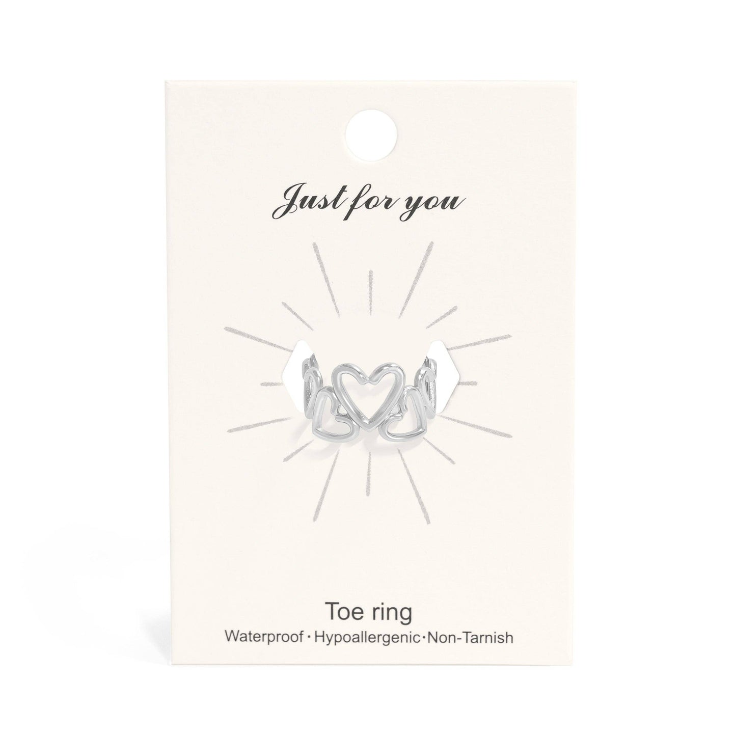 18K Gold PVD Stainless Steel Adjustable Heart Toe Ring