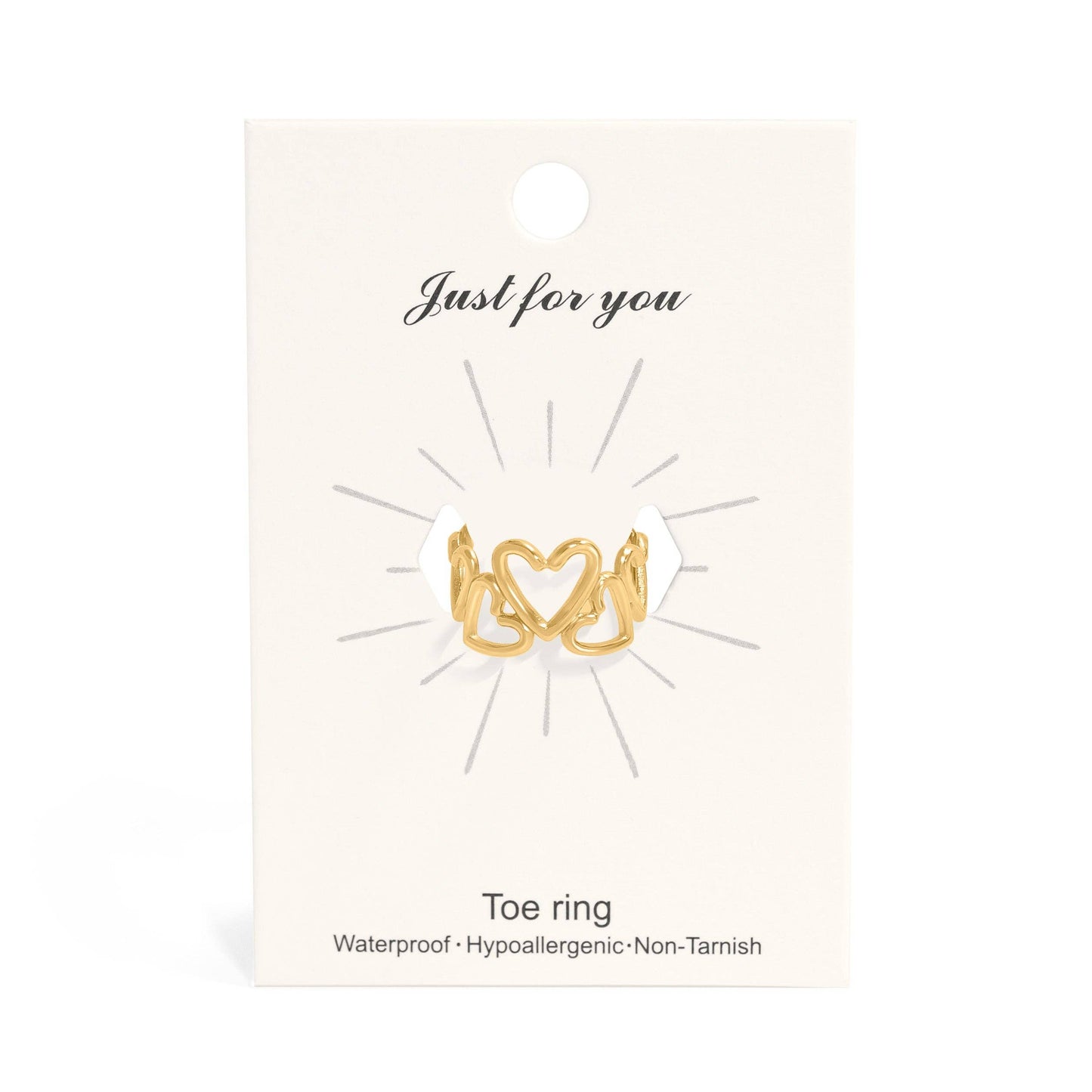 18K Gold PVD Stainless Steel Adjustable Heart Toe Ring