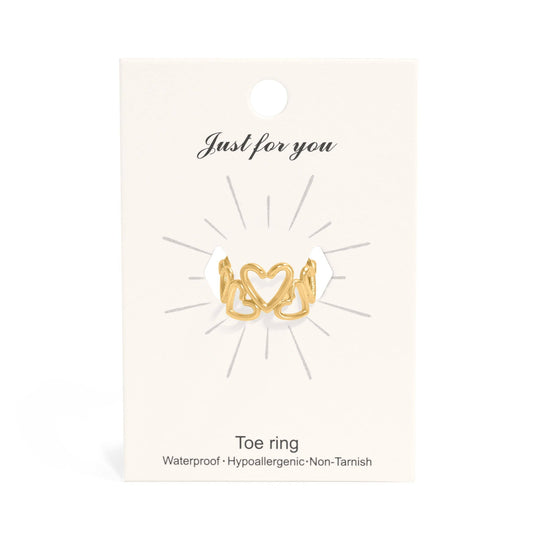 18K Gold PVD Stainless Steel Adjustable Heart Toe Ring