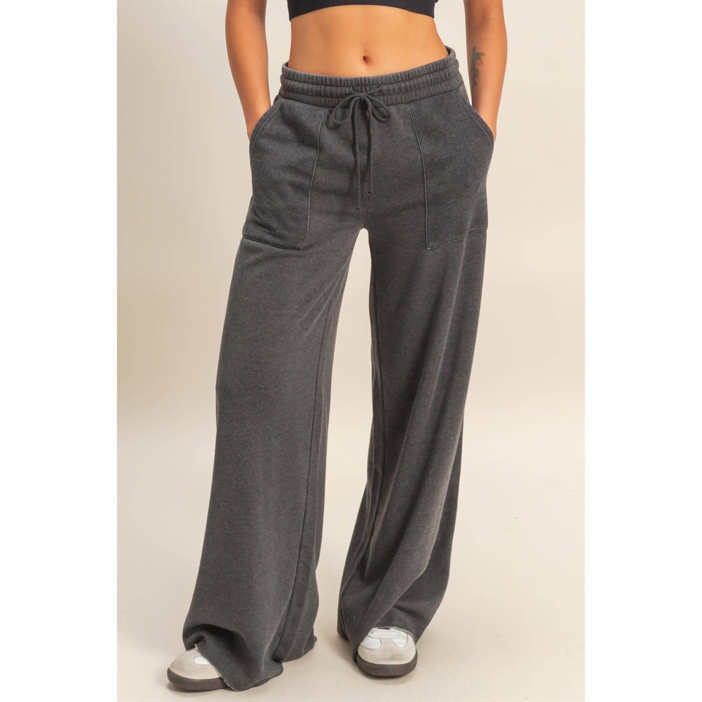 Burnout French Terry Wide-Leg Pants