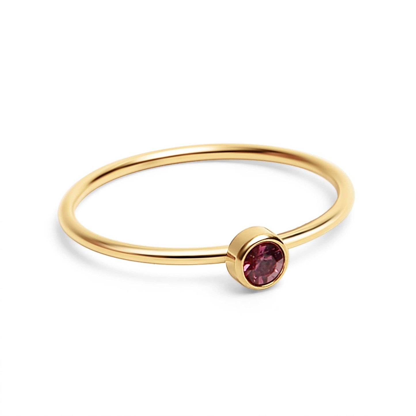 18K Gold PVD Stainless Steel Birthstone Stacking Ring