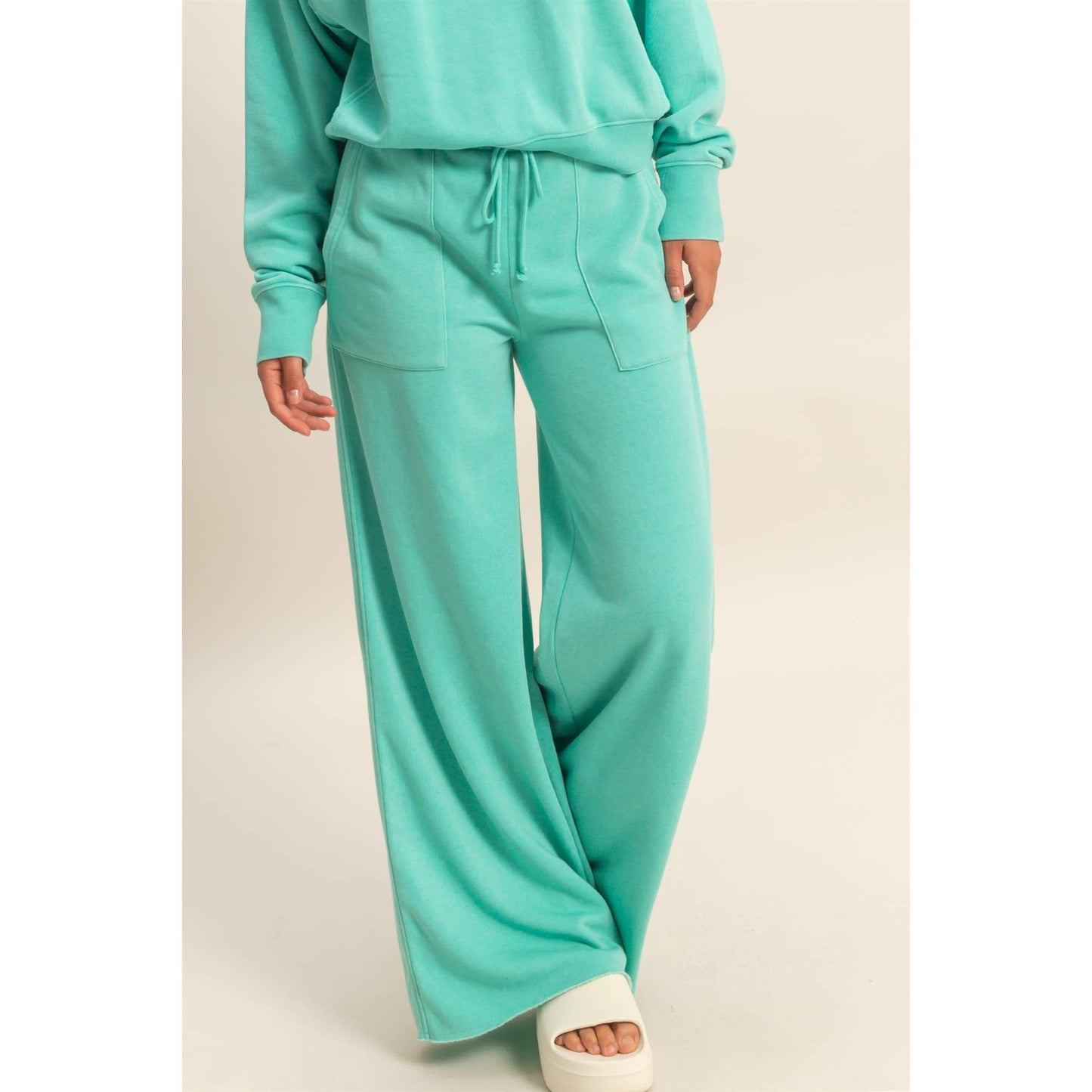 Burnout French Terry Wide-Leg Pants