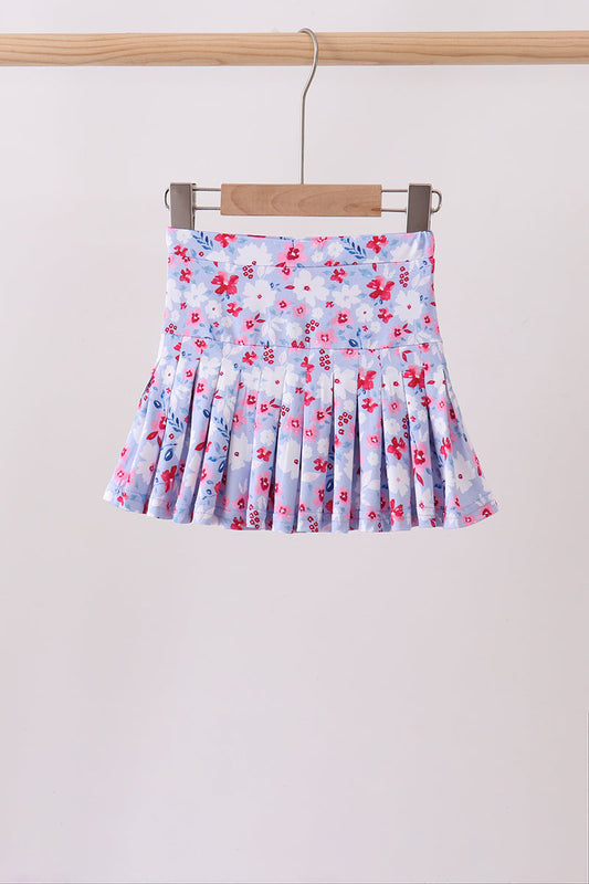 Blue floral print skorts