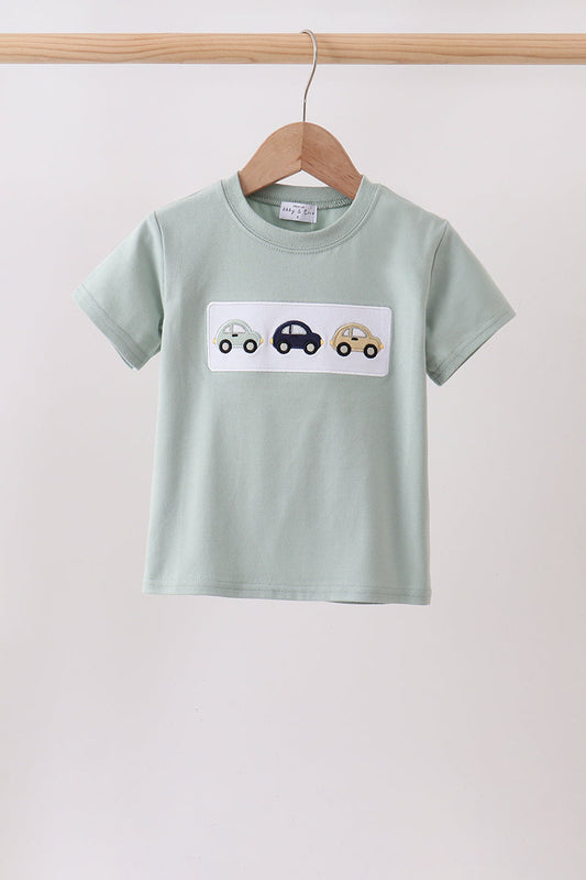 Green vehicle embroidery top