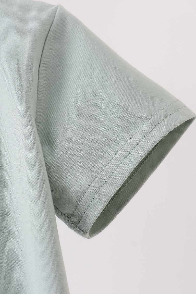 Green vehicle embroidery top