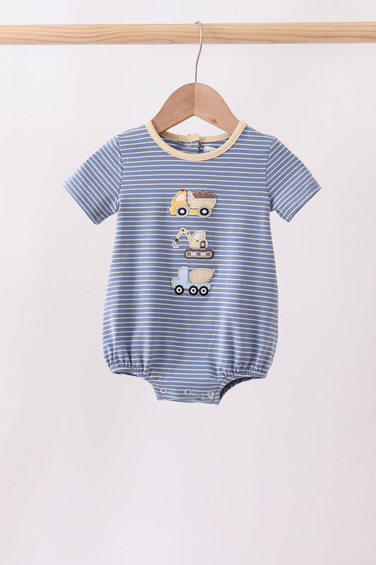 Blue stripe truck embroidery bubble