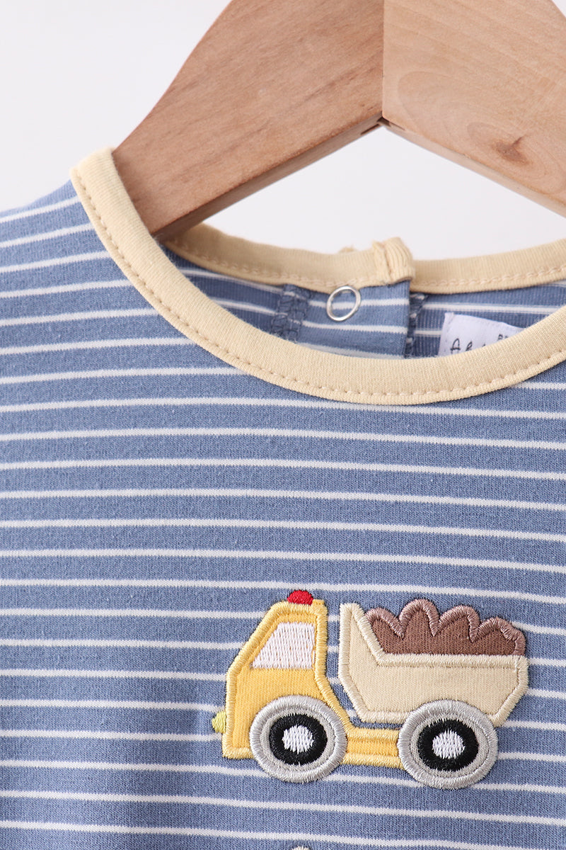 Blue stripe truck embroidery bubble
