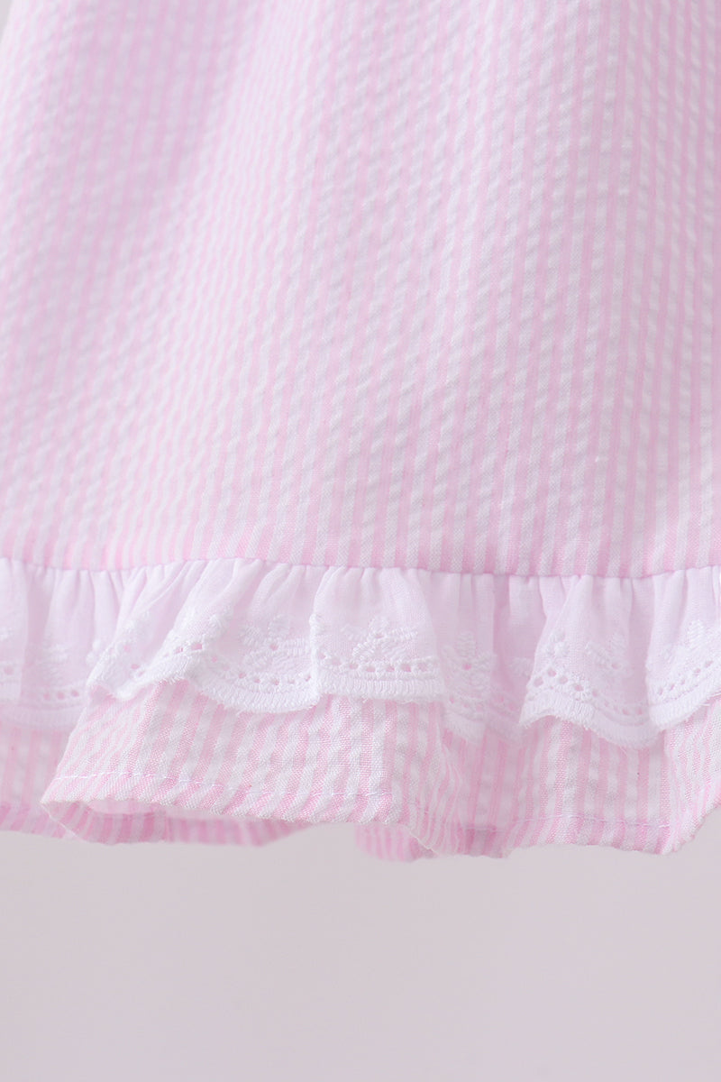 Pink lemon ruffle gingham bloomer set