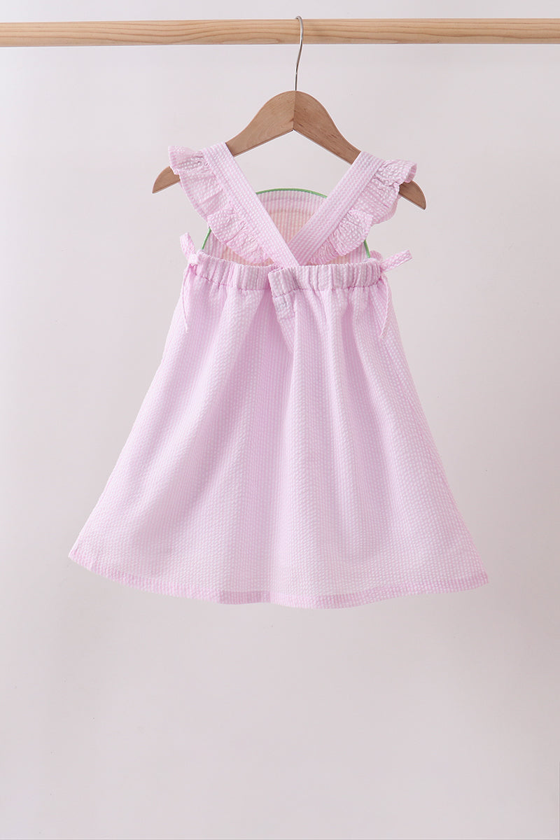 Pink lemon ruffle gingham dress