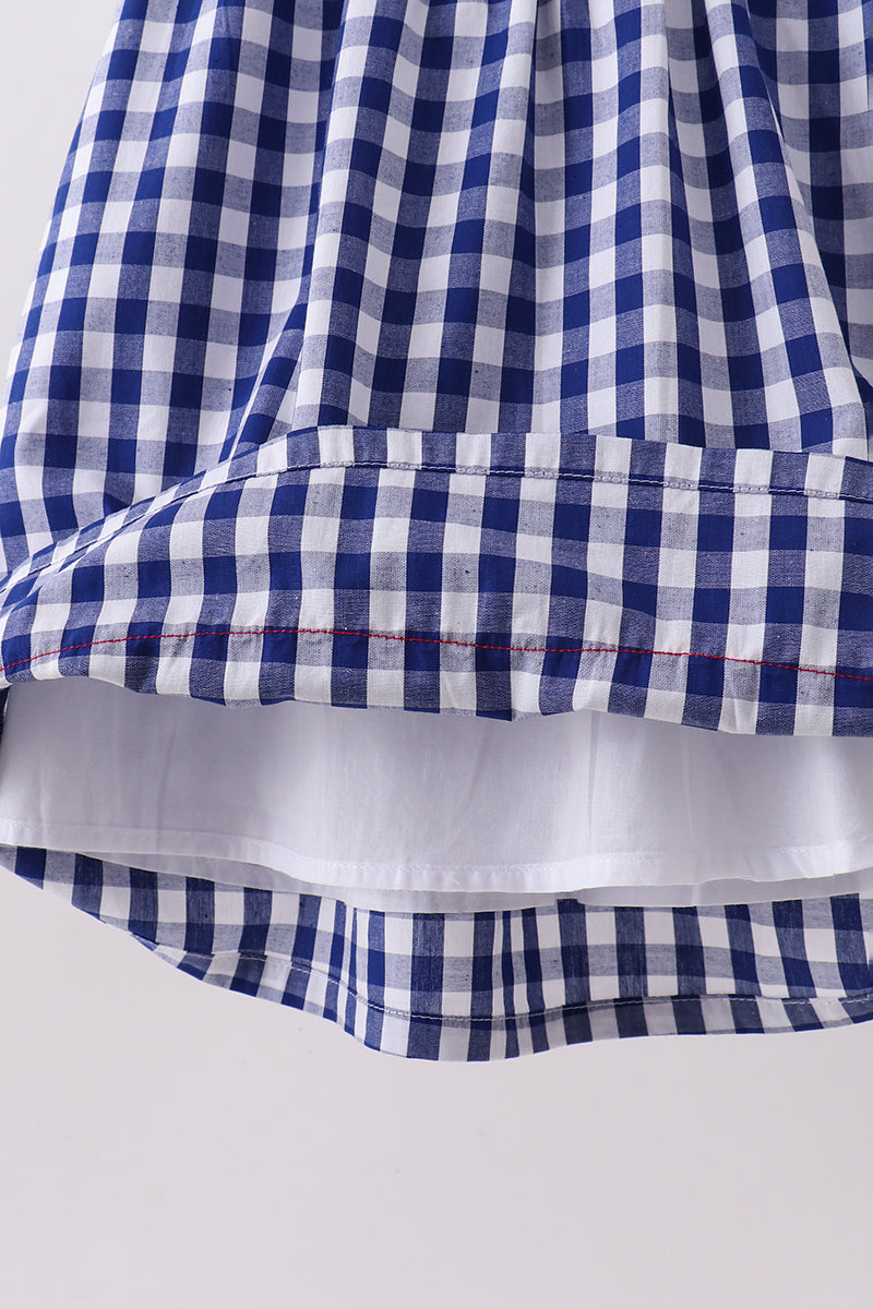 Black flag fireworks embroidery gingham dress