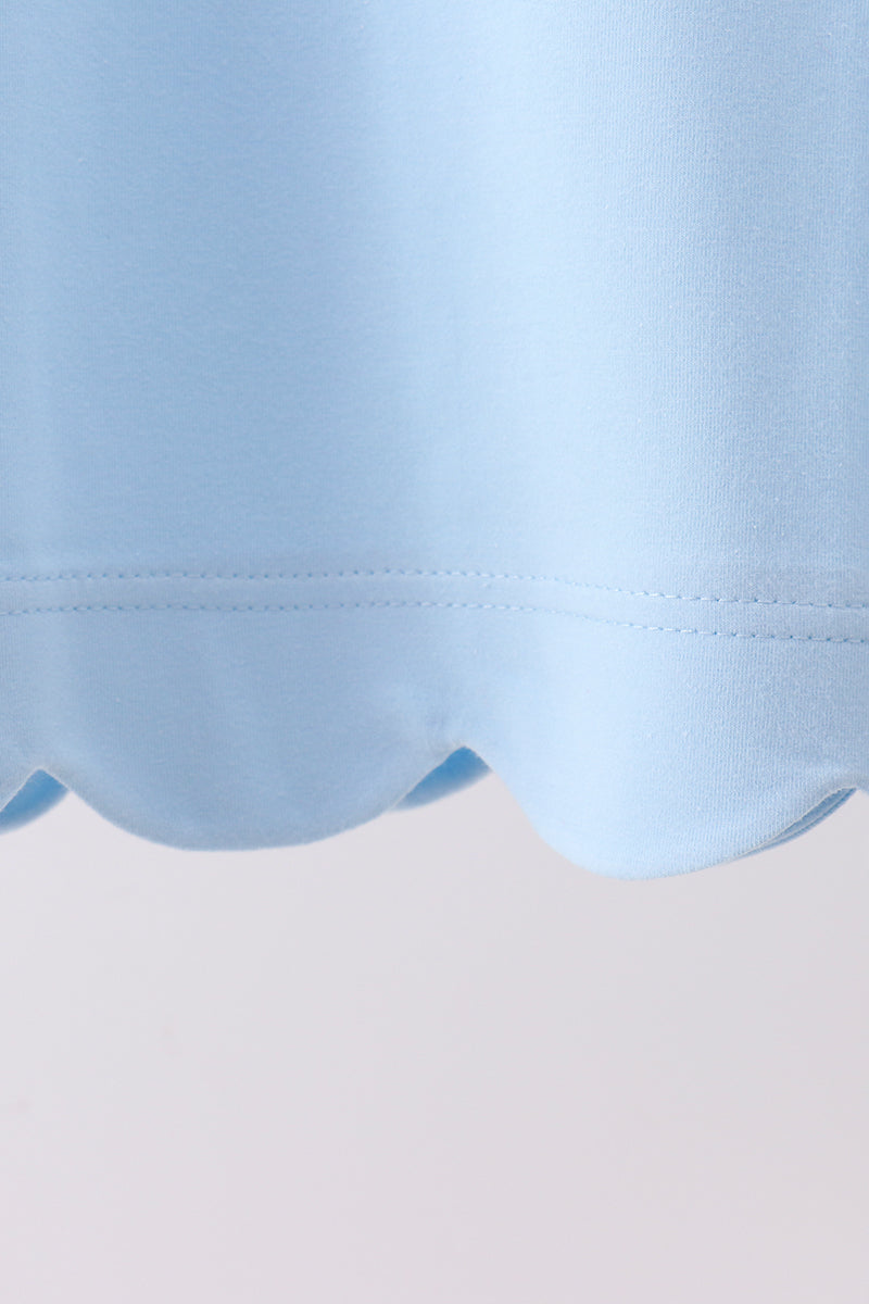 Blue Scalloped Bow Dress