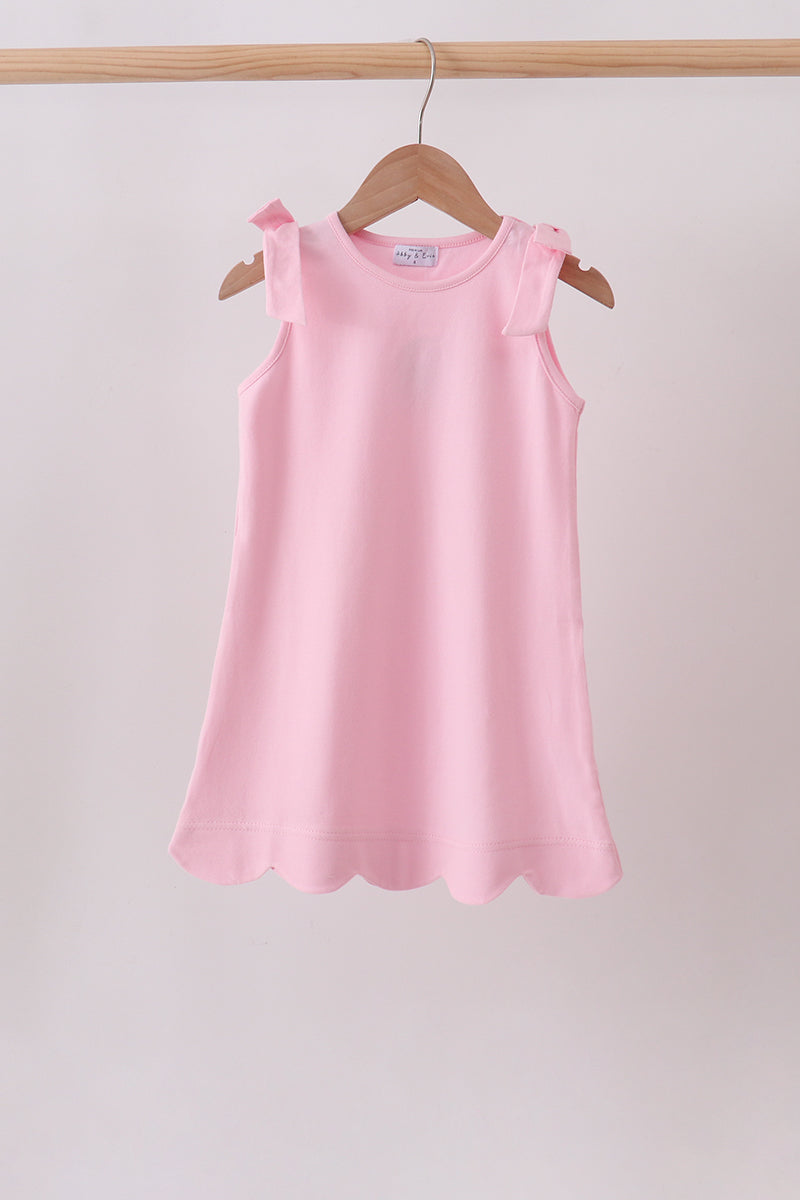 Pink Scalloped Bow Dress