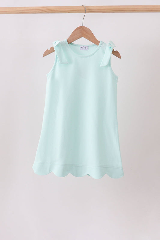 Mint Scalloped Bow Dress