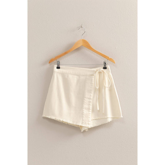 DZ25A334-Self-Tie Waist Trendy Skort