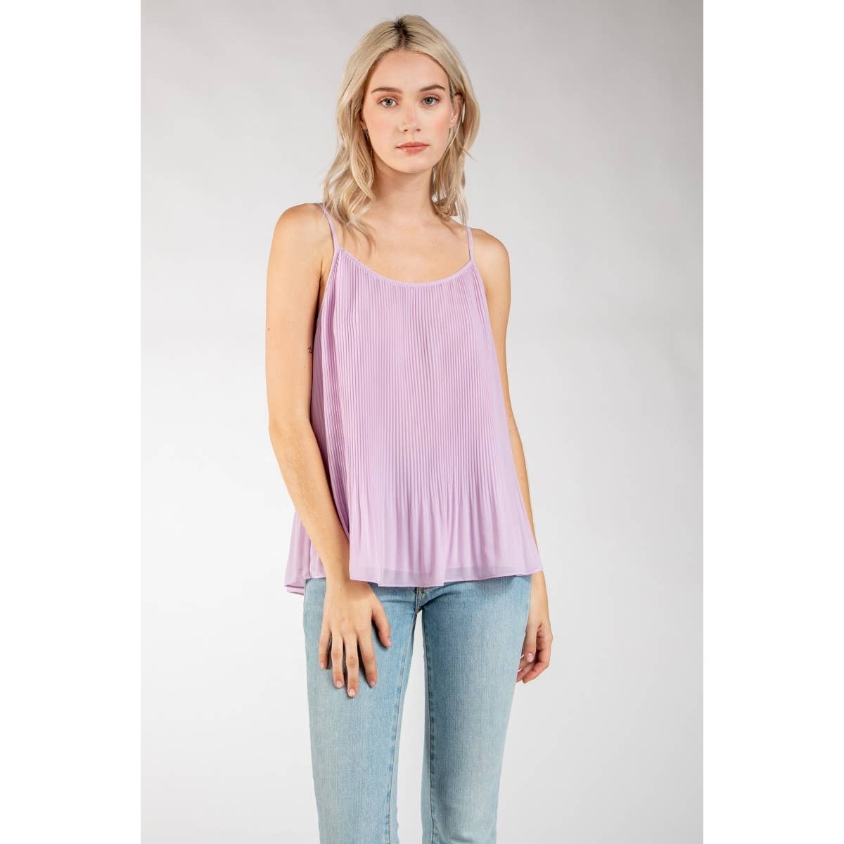 Pleated Cami With Adjustable Strap