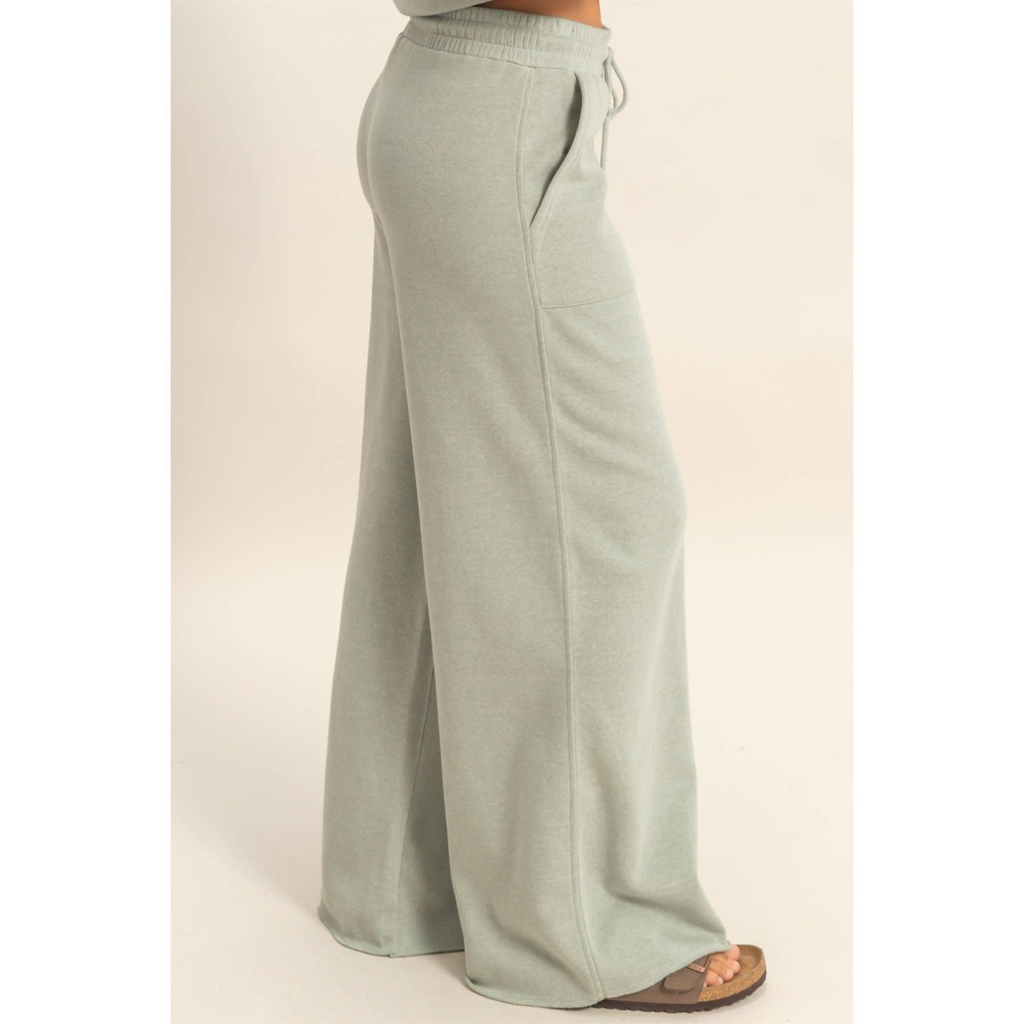 Burnout French Terry Wide-Leg Pants