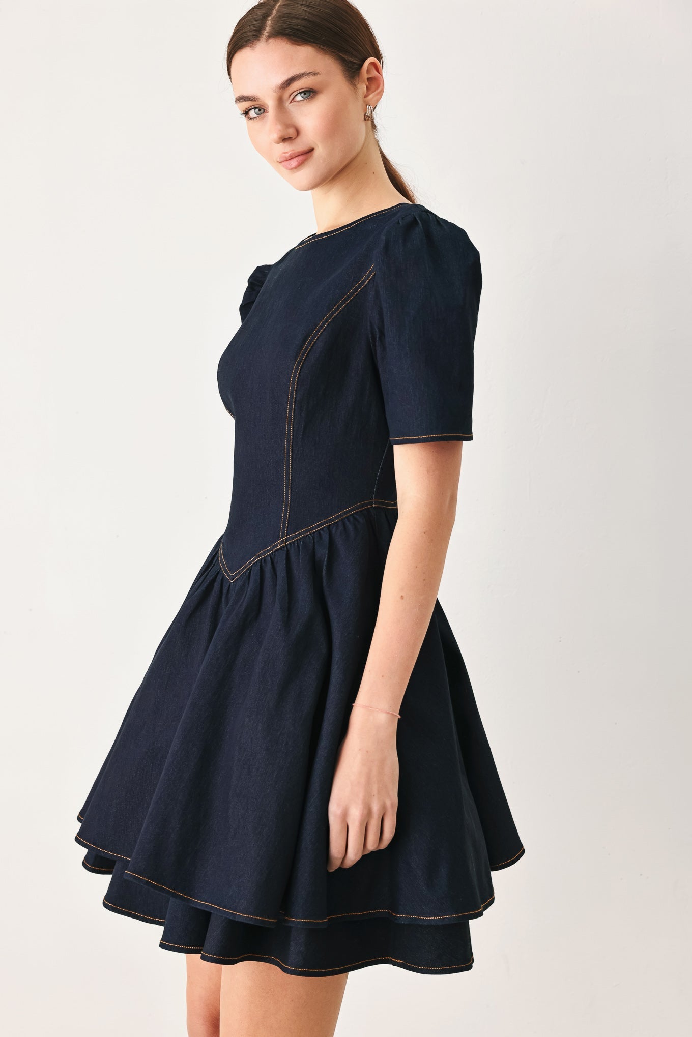 SWEET INDIGO DENIM MINI DRESS