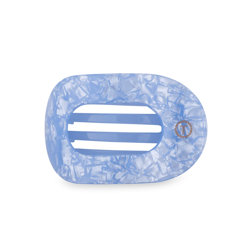 Blue Lagoon Medium Flat Round Hair Clip - Medium