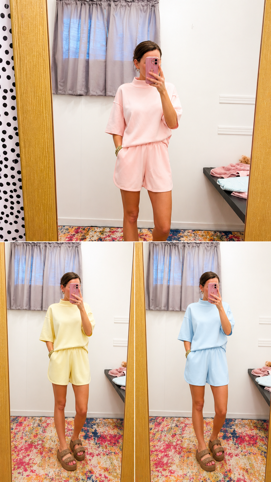 Mock Neck Set Solid Stripes