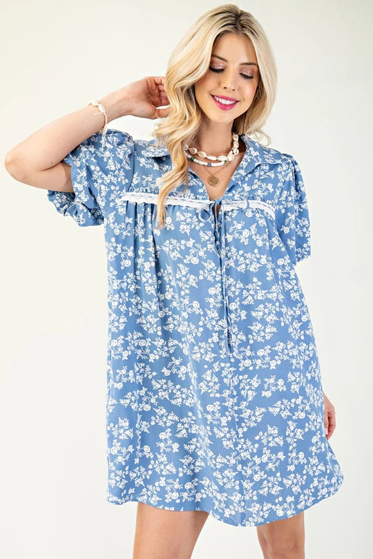 Floral Puff Sleeve Mini Dress