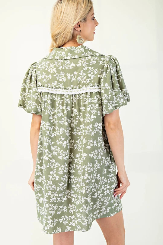 Floral Puff Sleeve Mini Dress
