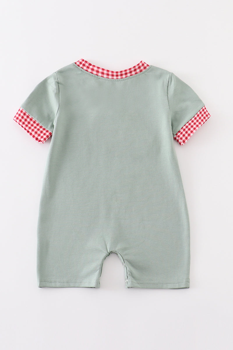 Green Farm French Knot Romper