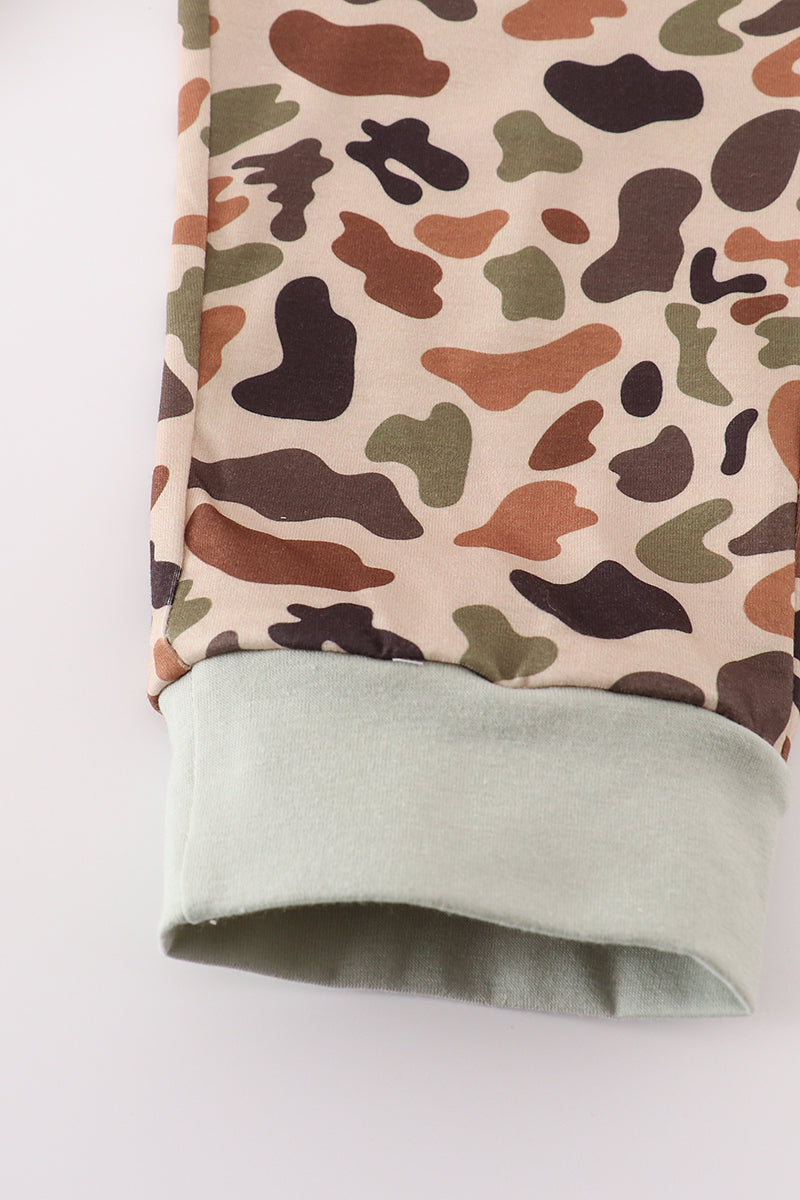 Sage camouflage deer applique pants set