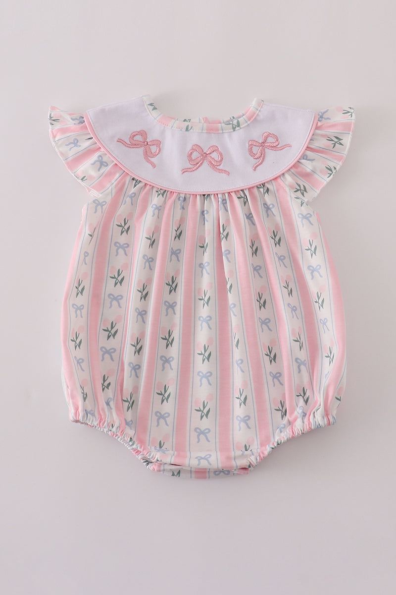 Pink Bow Embroidered Bow Bubble