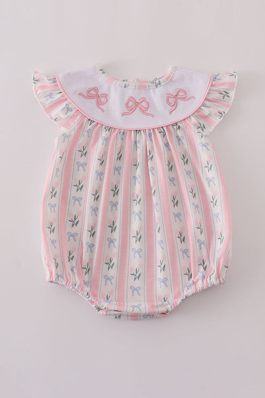 Pink Bow Embroidered Bow Bubble