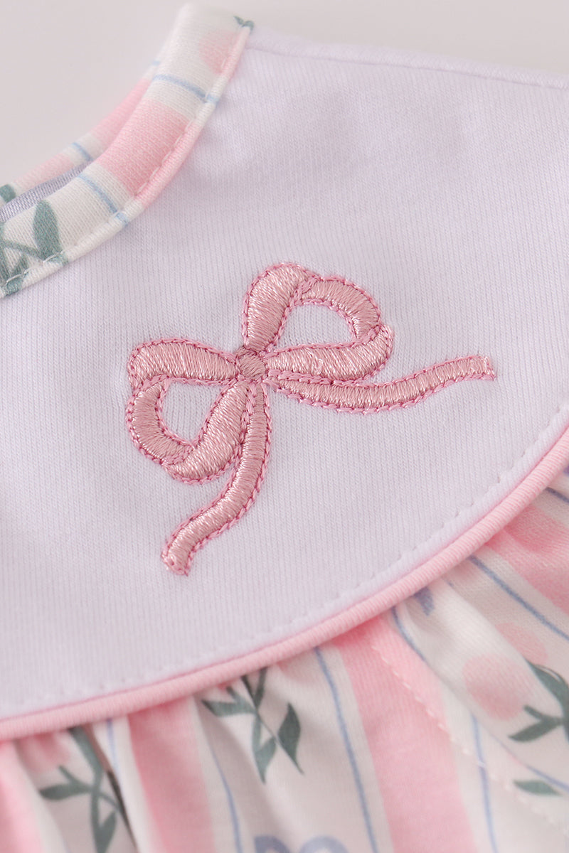 Pink Bow Embroidered Bow Bubble