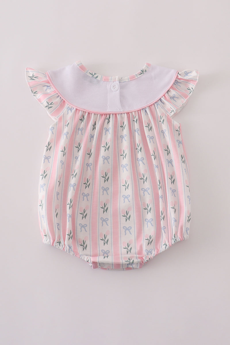 Pink Bow Embroidered Bow Bubble