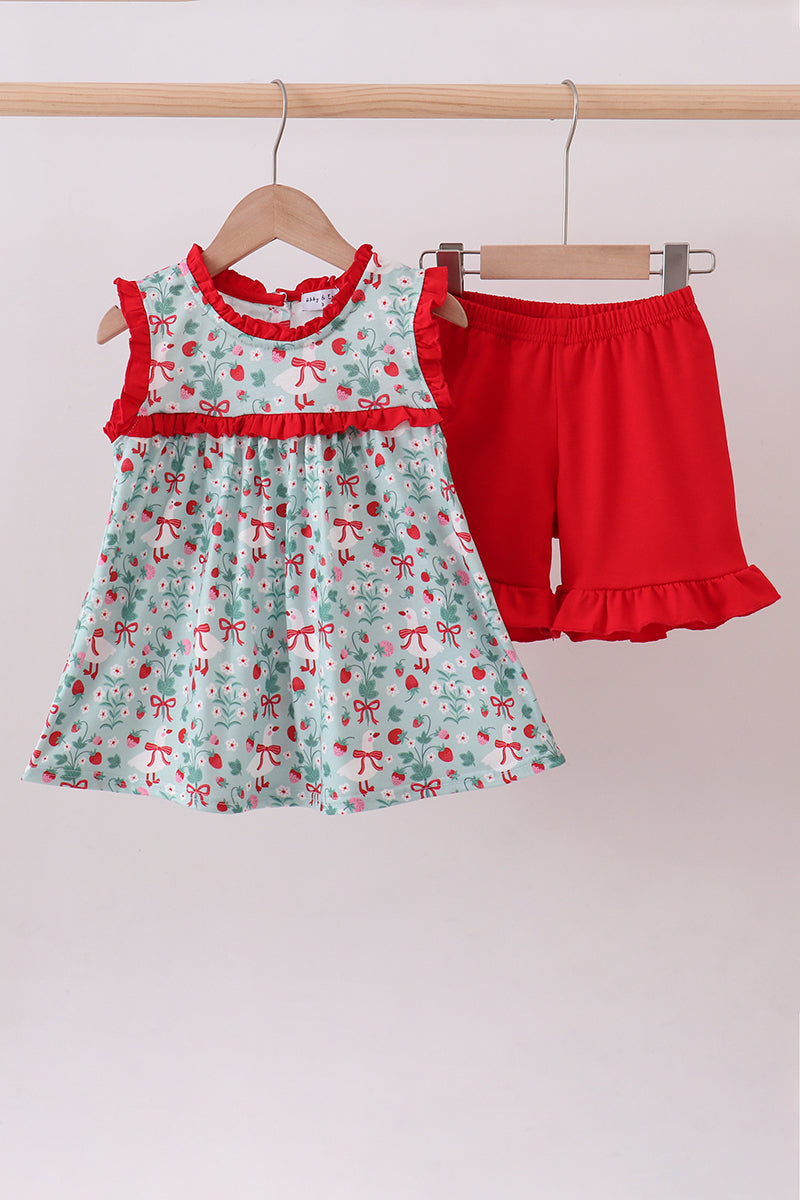 Strawberry Goose Ruffle Ruffle Set
