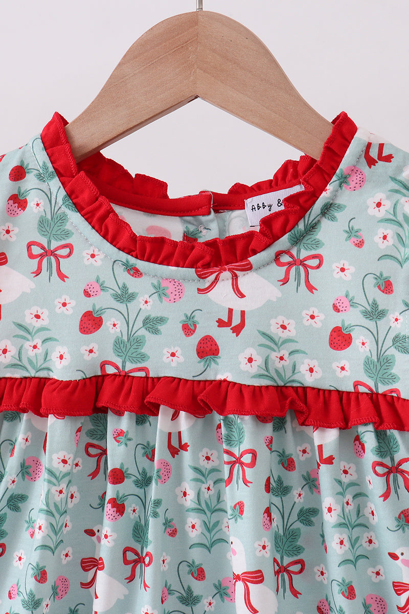 Strawberry Goose Ruffle Ruffle Dress