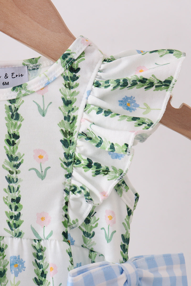 Green Floral Ruffle Bubble