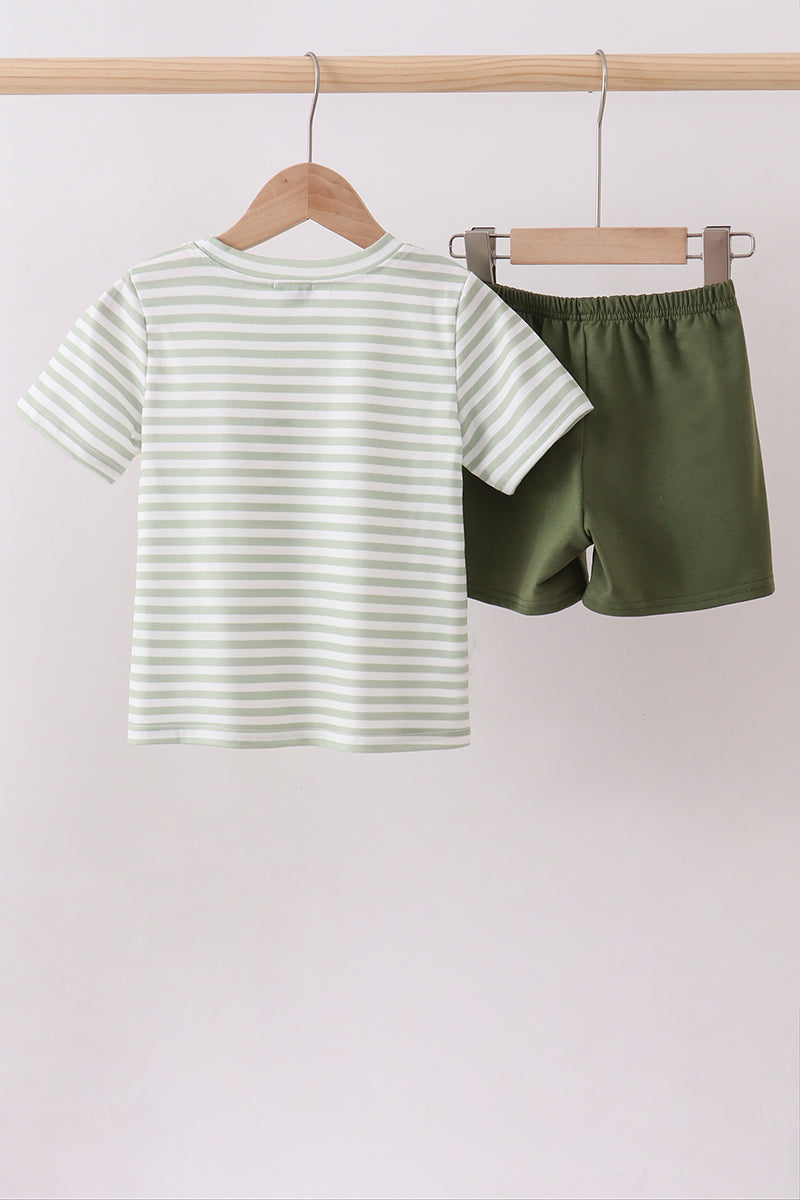 Green Duck Embroidered Shorts Set