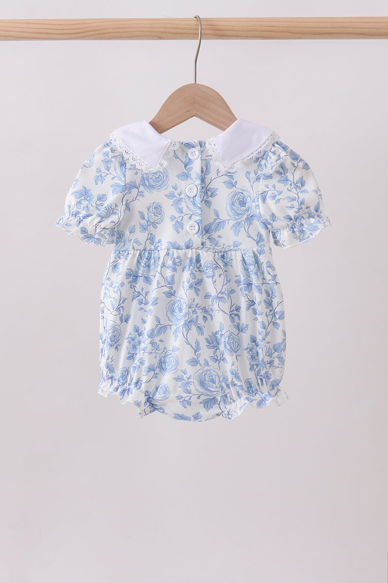 Blue rose smocked bubble