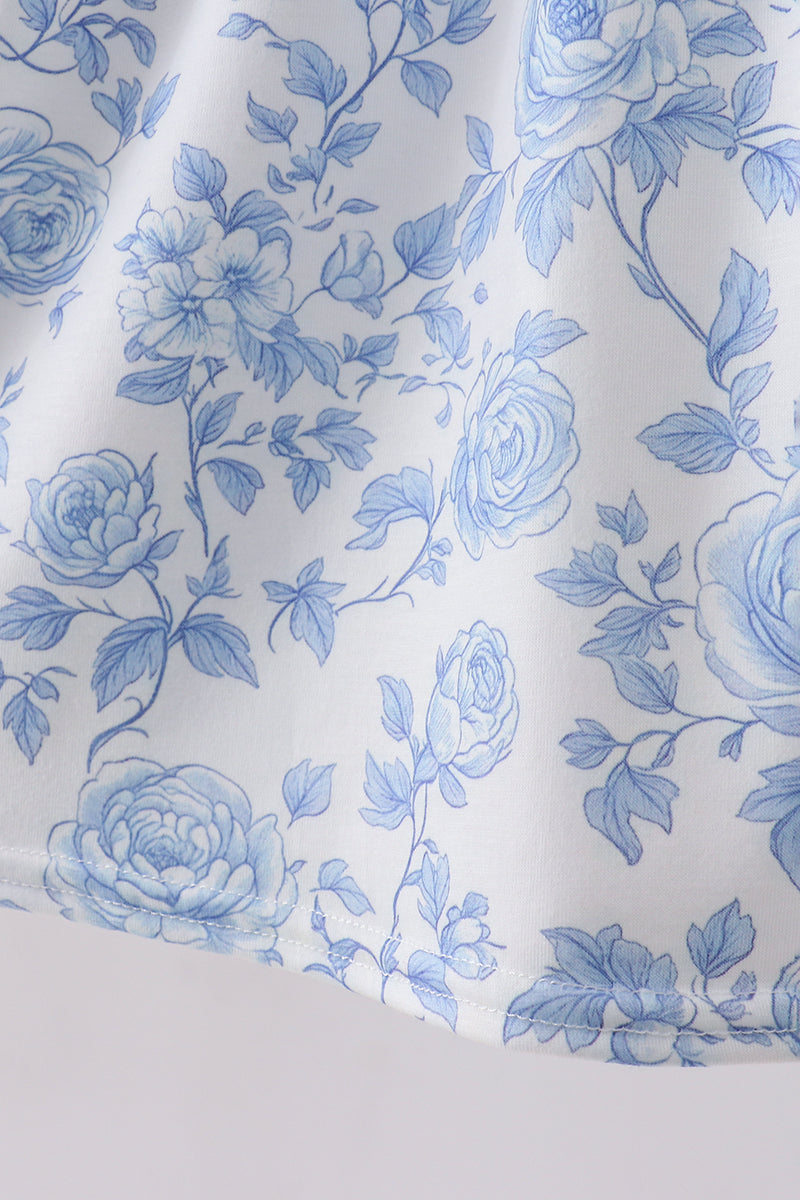 Blue rose smocked dress