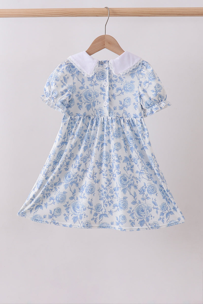 Blue rose smocked dress
