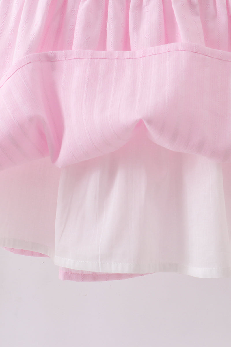 Pink bow smocked ruffle dress