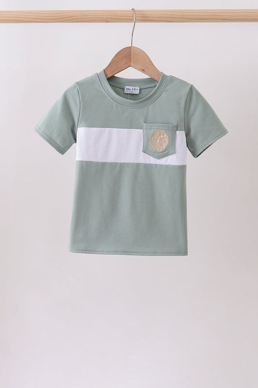 Sage starfish shell embroidery top