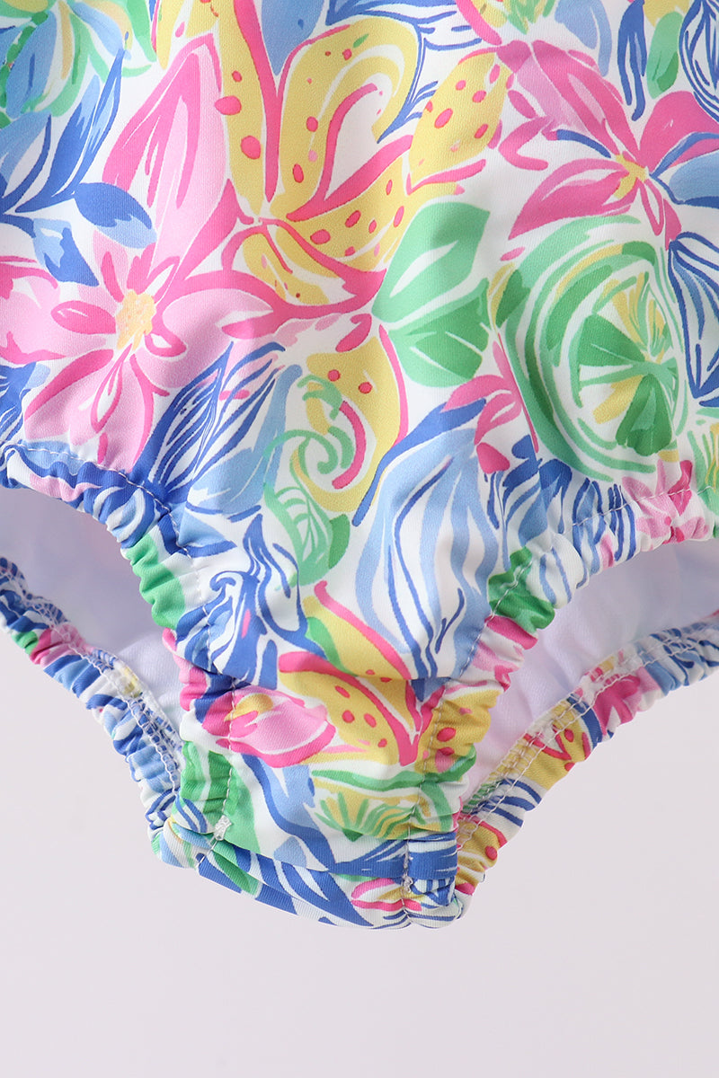 Tropical floral print swimsuit