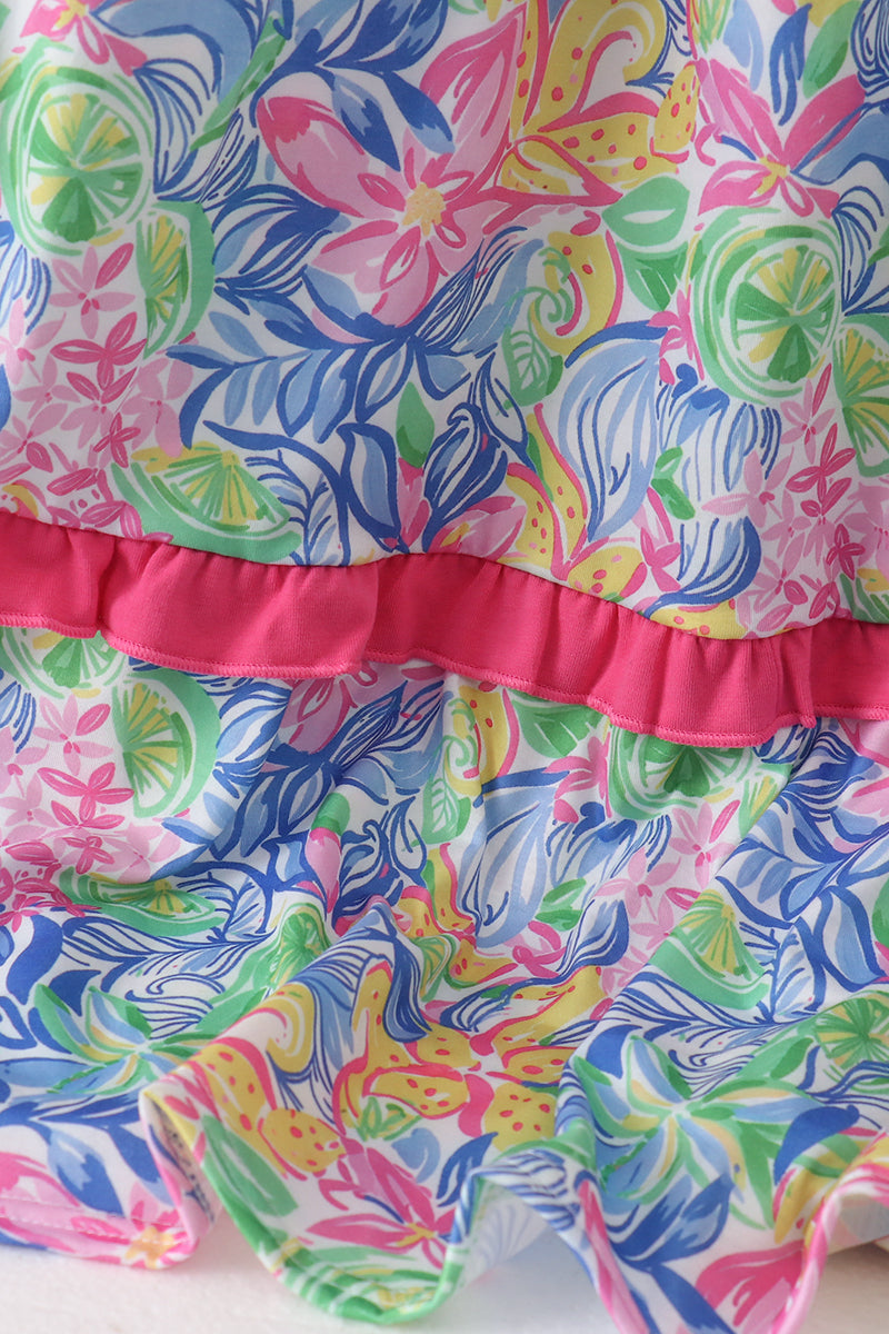 Tropical floral smocked tiered dress