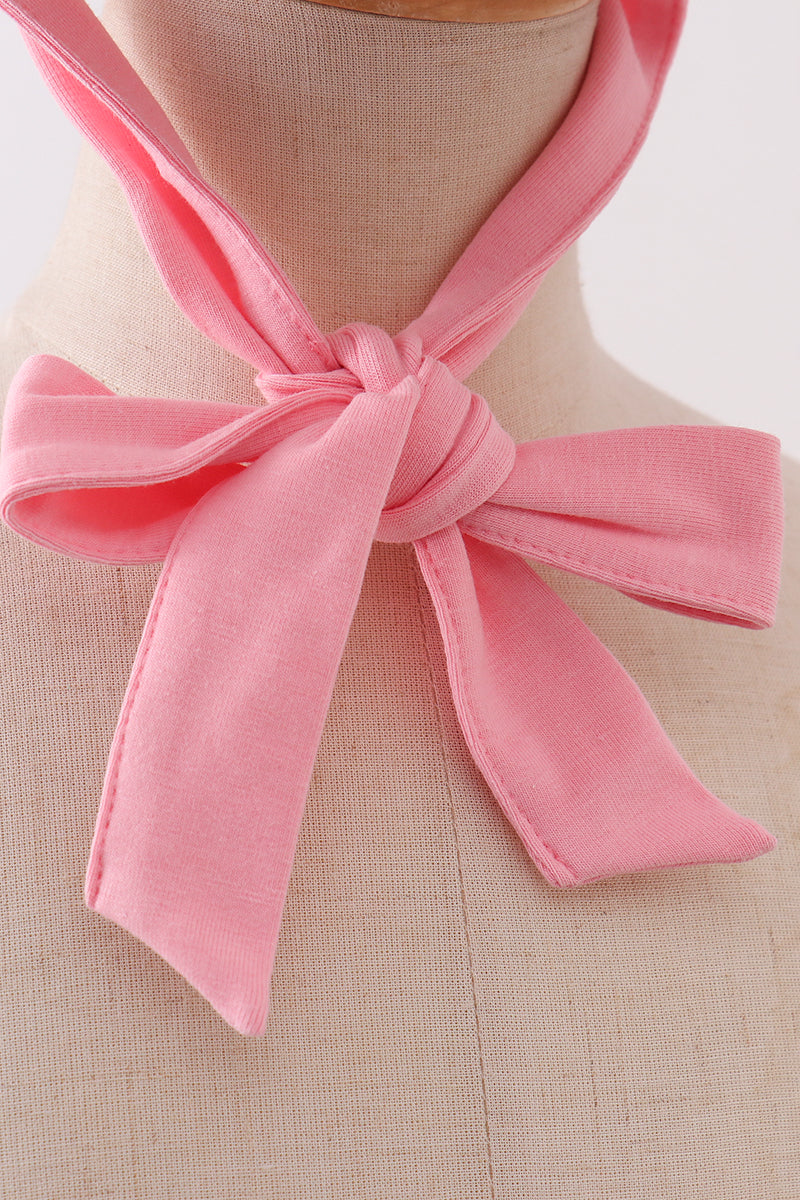 Blush floral ruffle bow bonnet
